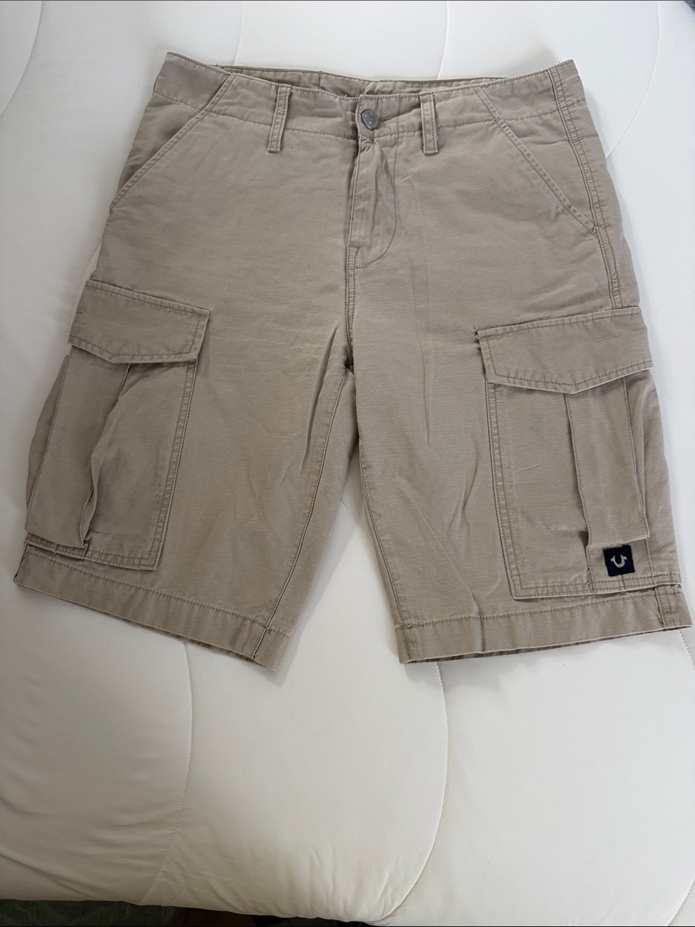 True Religion Men's Khaki Cargo Shorts